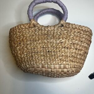 Chic Woven Mini Tote with Lavender Handle